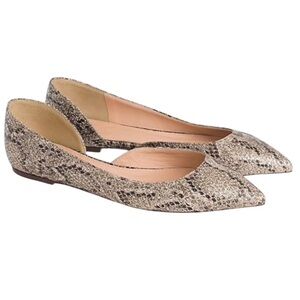 J. Crew Metallic Snakeskin Audrey Pointed Toe Flats